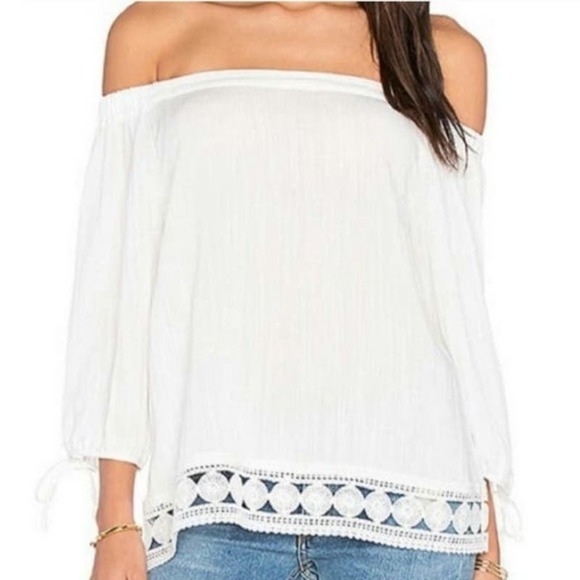 Greylin Arnett Anthropologie Boho Off the Shoulder Crochet Blouse Top Size Large - Picture 1 of 7